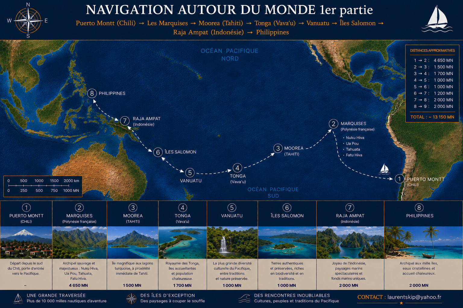 Planisphère exact du voyage Dream Blue Ocean